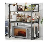 WJIAYAO Support pour Micro-Ondes Étagère de Rangement Cuisine Multicouche for Micro-Ondes, réglable, sur Pied, for Condiments, Four, Accessoire(Black Third Floor)