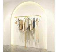 WJJAYY Portant à vêtements en forme de tuyau industriel, fixation murale robuste en fer noir, présentoir de rangement de vêtements (47,2, doré)