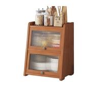 WJKBZQ Armoire à Vaisselle à Couvercle Rabattable, Organisateur en Bambou, Armoire de Rangement pour Comptoir de Cuisine avec Portes en Acrylique Rayé(B,3-40cm)