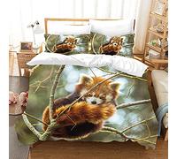 WJKLP Housse de Couette 220x240 Panda Animaux Roux Doux Parure de Lit en Microfibre 2 Personnes avec Fermeture éclair et 2 Taie d'oreiller 65x65 cm pour la Maison et la Hôtel