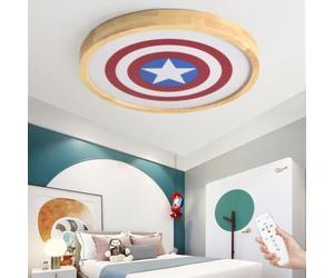WJLL Plafonnier Moderne Chambre d'enfant Lampe De Plafond Lustre LED Dimmable Éclairage De Plafond Super-héros Capitaine Amérique pour Garçons Filles Chambre Restaurant Lumière,40cm