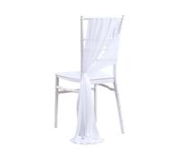 WJLYDM 10/50PCS Chiffon Chair Sashes Cover Aisle Decorations Draping Fabric Wrinkle-Free with Tie for Party Wedding Decorate Banquet pour Mariage, RéCeption, FêTe, HôTel(White,10 pcs)