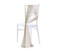 WJLYDM 10/50PCS Chiffon Chair Sashes Cover Aisle Decorations Draping Fabric Wrinkle-Free with Tie for Party Wedding Decorate Banquet pour Mariage, RéCeption, FêTe, HôTel(White Light Brown,50pcs)