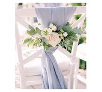 WJLYDM 10PCS 30x270cm Sage Green Chiffon Wedding Chair Sashes Setting Gauze Sheer Vintage Birthday Party Festival Aisle Decor pour Mariage, RéCeption, FêTe, HôTel(10PCS Grey Blue)