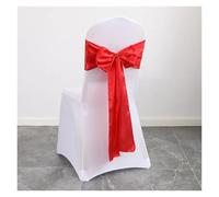 WJLYDM 10pcs Satin Chair Belt with Bow Decoration, Universal Cover Ribbon Tie Wedding Back Decor/Chair Sashes pour Mariage, RéCeption, FêTe, HôTel(Red)