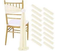 WJLYDM 16Pcs 17x250cm Chiffon Chair Sashes 8 Set Sash Wedding Covers Sage Green Pink Ribbon Party Aisle Decor pour Mariage, RéCeption, FêTe, HôTel(16PC Ivory)
