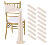 WJLYDM 16Pcs 17x250cm Chiffon Chair Sashes 8 Set Sash Wedding Covers Sage Green Pink Ribbon Party Aisle Decor pour Mariage, RéCeption, FêTe, HôTel(16PC Champagne)