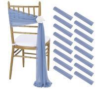 WJLYDM 16Pcs 17x250cm Chiffon Chair Sashes 8 Set Sash Wedding Covers Sage Green Pink Ribbon Party Aisle Decor pour Mariage, RéCeption, FêTe, HôTel(16PC Grey Blue)