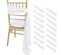 WJLYDM 16Pcs 17x250cm Chiffon Chair Sashes 8 Set Sash Wedding Covers Sage Green Pink Ribbon Party Aisle Decor pour Mariage, RéCeption, FêTe, HôTel(16PC White)