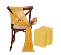 WJLYDM 24 Pcs 17x275cm Sage Green Chiffon Chair Sashes 12 Set Sash Wedding Covers Ribbon Party Aisle Decor pour Mariage, RéCeption, FêTe, HôTel(Yellow)