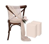 WJLYDM 24 Pcs 17x275cm Sage Green Chiffon Chair Sashes 12 Set Sash Wedding Covers Ribbon Party Aisle Decor pour Mariage, RéCeption, FêTe, HôTel(Beige)