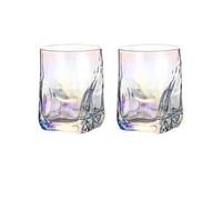 WJLYDM 2PCS Rainbow Hammered Whiskey Glass, Heavyweight Water, Cup, Juice Wine Drinking Set Of 2