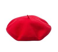 WJLYDM Bérets en laine grande taille for femmes et hommes, chapeaux d'artiste chauds classiques d'hiver, style rétro(Red)