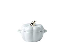WJLYDM Bol de cuisson créatif en forme citrouille avec couvercle, bols à céramique vaisselle ménagère Dessert soupe bol lait outils cuisine 1 pièce(Gray white)