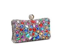 WJLYDM Bonbons mélange couleur pochette strass sacs de soirée fête diamants épaule chaîne à main sac(YM3218silvercolor)