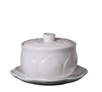 WJLYDM Celadon Lotus Ménage Céramique Étanche Faitout Pot Avec Couvercle Nid D'oiseau Vapeur Oeuf Bol Poisson Colle À Soupe Dessert Petits Pots Ragoût(Large White)