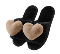 WJLYDM Chaussons for Femmes en Forme de cœur, Bout Ouvert, antidérapants, Semelle Souple, for l'intérieur et l'extérieur(Brown,38-39)