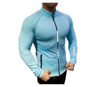 WJLYDM Chemise de Sport for Hommes, Fermeture éclair élastique, séchage Rapide, Vestes Course, Fitness, vêtements, Haut, Automne, Hiver pour Fitness,Running Et EntraîNement(Blue,3XL(190-200))