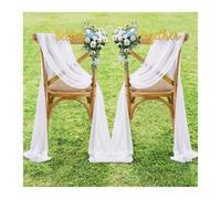 WJLYDM Chiffon Chair Sashes Wedding Decoration Set of 2 for Party Banquet Event Baby Shower Ceremony Aisle Chairs Decors，30x300cm pour Mariage, RéCeption, FêTe, HôTel(White)