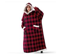 WJLYDM Couverture en Flanelle Super Longue avec Manches, Sweat-Shirt à Capuche for Femme et Homme, Pull Polaire géant, Couverture TV surdimensionnée, Hiver(CQY-4,Clothes Length 120CM)