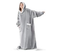 WJLYDM Couverture en Flanelle Super Longue avec Manches, Sweat-Shirt à Capuche for Femme et Homme, Pull Polaire géant, Couverture TV surdimensionnée, Hiver(CQY-7,Clothes Length 120CM)
