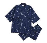WJLYDM Ensemble pyjama kimono à sept manches for femme, en gaze de coton, vêtements maison, mignons et doux, printemps automne(Color-23,L)