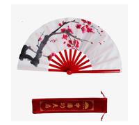 WJLYDM Éventail de Tai Chi Éventail en Fleur de Prunier Blanc Éventail Classique de Kung Fu Éventail de Fitness Cheongsam Spectacle de Danse(C3 38cm)