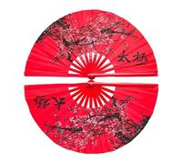 WJLYDM Éventail Pliable en Nylon for Kung Fu, Tai Chi, décorations de Danse, Arts Martiaux, Fleurs de Prunier(1 Right 1 Left Fan)