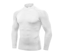 WJLYDM Hommes Sport Chemise Sèche Musculation Course À Manches Longues Haut De Compression Gymnase T-Shirt Fitness Serré pour Fitness,Running Et EntraîNement(White,L)