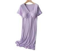 WJLYDM Pyjama de grossesse, vêtements nuit, pyjama d'allaitement, chemise, robe maternité élégante(PURPLE,M)