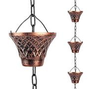 WJLYDM Rallonges de gouttière en métal et cuivre for eaux pluviales, 12 Tasses, chaînes Pluie, descentes, dérivateur extérieur