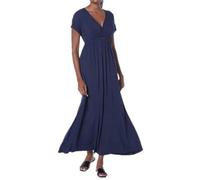 WJLYDM Robe D'été À Manches Courtes For Femmes, Portefeuille Taille Longue, Col En V Profond, Décontractée, Plissée(DL,XX-Large)