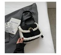 WJLYDM Sac à bandoulière rétro en cuir suédé for femmes, sac à main chaud d'hiver de styliste, petit sac à bandoulière de selle en demi-cercle for dame(Black)