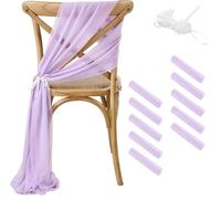WJLYDM Set of 10 Like Chiffon Chair Sashes Wedding Decoration for Aisle Decorations Party Banquet Event Baby Shower，17x250cm Long pour Mariage, RéCeption, FêTe, HôTel(Purple)