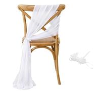 WJLYDM Set of 10 Like Chiffon Chair Sashes Wedding Decoration for Aisle Decorations Party Banquet Event Baby Shower，17x250cm Long pour Mariage, RéCeption, FêTe, HôTel(White)
