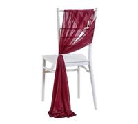 WJLYDM Set of 10 Like Chiffon Chair Sashes Wedding Decoration for Aisle Decorations Party Banquet Event Baby Shower，17x250cm Long pour Mariage, RéCeption, FêTe, HôTel(Burgundy)