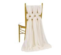 WJLYDM Set of 2 Chiffon Chair Sashes Wedding Decoration 30x300cm Knot Bands for Party Banquet Event Baby Shower Decors pour Mariage, RéCeption, FêTe, HôTel(Beige)