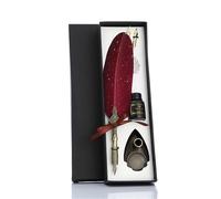 WJLYDM Stylo plume de calligraphie avec 2 plumes, ensemble papeterie vintage créative, texture classique, coffret cadeau(Red)