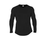 WJLYDM Vêtements de Fitness, Ourlet incurvé, Coton élastique, Coupe ajustée, Chemise à Manches Longues, Sports Plein air, entraînement, Haut Jogging pour Fitness,Running Et EntraîNement(Black,L)
