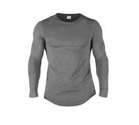WJLYDM Vêtements de Fitness, Ourlet incurvé, Coton élastique, Coupe ajustée, Chemise à Manches Longues, Sports Plein air, entraînement, Haut Jogging pour Fitness,Running Et EntraîNement(Gray,M)