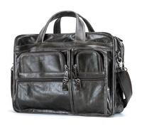 WJLYDM Vintage hommes mallette en cuir véritable 15 "sac à main for ordinateur portable 3 couches sacs de messager d'affaires bandoulière(Green Oil)