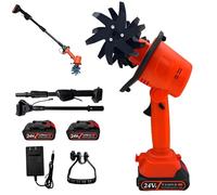 WJMRELIABLE Motobineuse sans Fil, Motoculteur électrique 24 V, 235 TR/Min, Largeur Profondeur de Travail 10 cm, avec 2 * 1,5Ah et Chargeur Rapide Inclus, Motofaucheuse pour Petits Massifs et Potagers