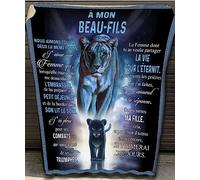 WJMSDK Couverture à Ma Beau-Fils, Personnalisee Lettre Beau-Fils Message en Français, Plaid Cadeau Beau-Fils, Cadeaux d'anniversaire, De Noël Et du Nouvel an pour Beau-Fils