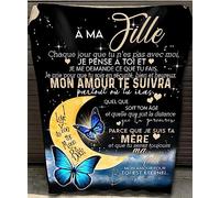 WJMSDK Couverture à Ma Fille, Personnalisee Lettre Fille Message en Français, Plaid Cadeau Fille, Cadeaux d'anniversaire, De Noël Et du Nouvel an pour Fille