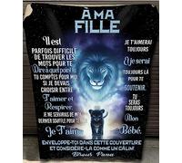 WJMSDK Couverture à Ma Fille, Personnalisee Lettre Fille Message en Français, Plaid Cadeau Fille, Cadeaux d'anniversaire, De Noël Et du Nouvel an pour Fille