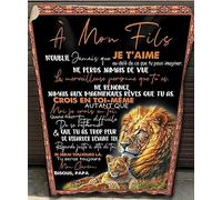 WJMSDK Couverture à Ma Fils, Personnalisee Lettre Fils Message en Français, Plaid Cadeau Fils, Cadeaux d'anniversaire, De Noël Et du Nouvel an pour Fils