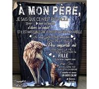 WJMSDK Couverture à Ma Papa, Personnalisee Lettre Papa Message en Français, Plaid Cadeau Papa, Cadeaux d'anniversaire, De Noël Et du Nouvel an pour Papa