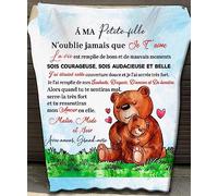WJMSDK Couverture à Ma Petite Fille, Personnalisée Lettre Message en Français, Plaid Cadeau, Cadeaux d'Anniversaire, De Noël Et du Nouvel An