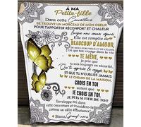 WJMSDK Couverture à Ma Petite Fille, Personnalisée Lettre Message en Français, Plaid Cadeau, Cadeaux d'Anniversaire, De Noël Et du Nouvel An