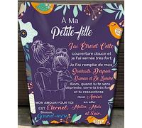 WJMSDK Couverture à Ma Petite Fille, Personnalisee Lettre Petite Fille Message en Français, Plaid Cadeau Petite Fille, Cadeaux d'anniversaire, De Noël Et du Nouvel an pour Petite Fille